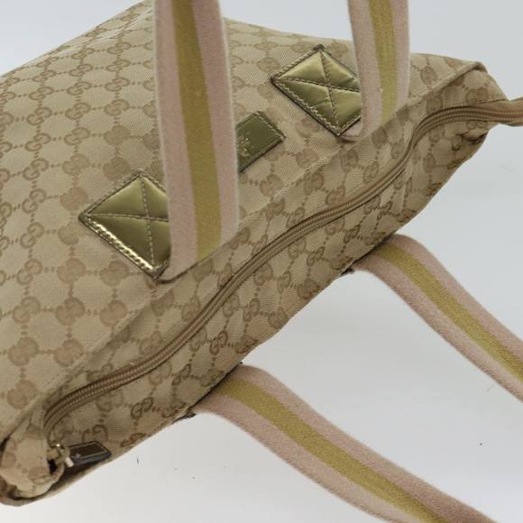 GUCCI GG Canvas Sherry Line Hand Bag Beige Pink gold 131230 Auth 72030 - Picture 6 of 16
